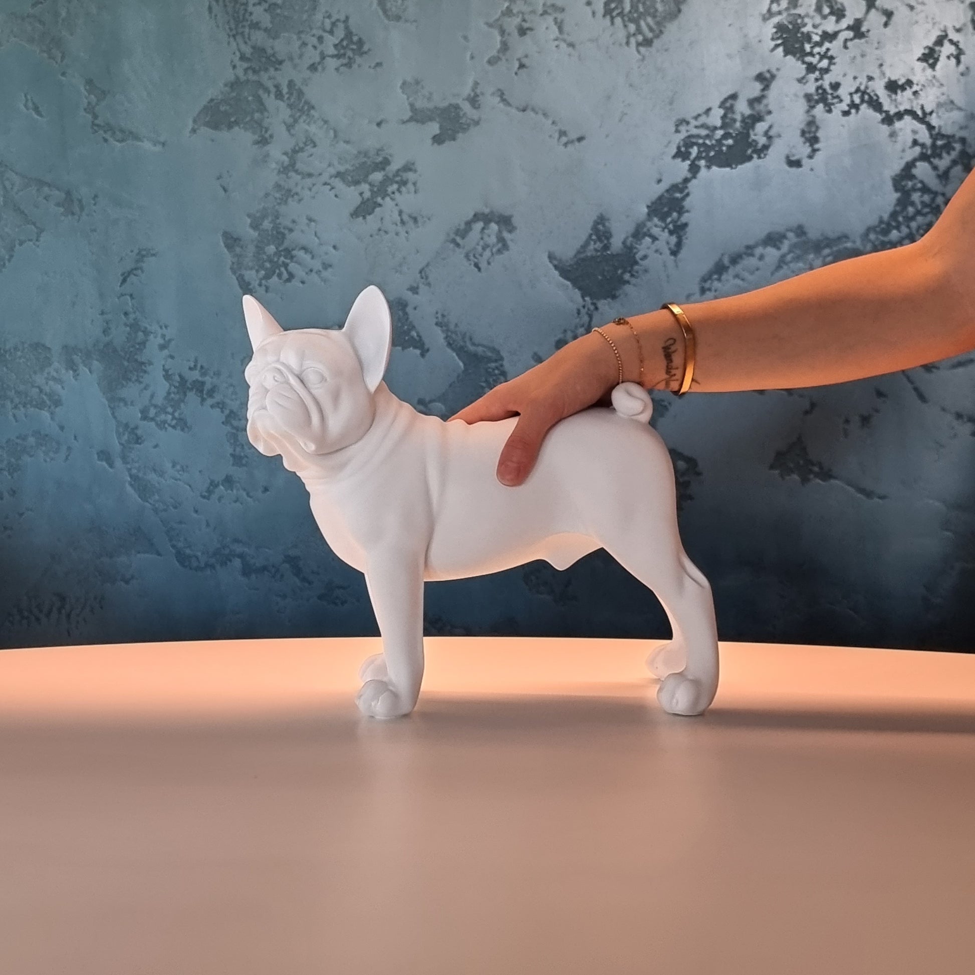 Bulldog Francese White – Complemento d'arredo in resina – DogResinArt